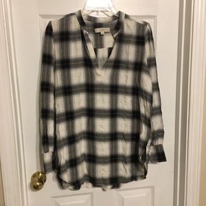 LOFT Womens Plaid Top Size Medium Spring Fall
